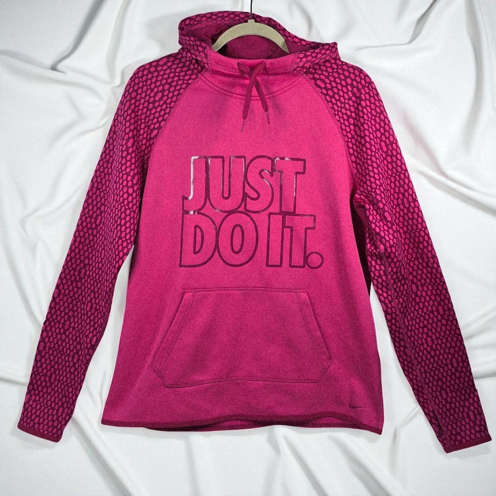 Nike Therma-FIT Hoodie Women's Medium Pink Pullover Just Do It‎ Athletic Top